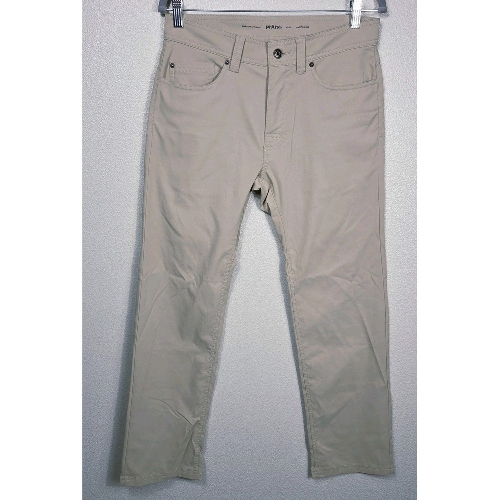 prAna Stretch Zion 5 Pocket Pants Mens 30x30 Khaki Nylon Stretch Straight Outdoo